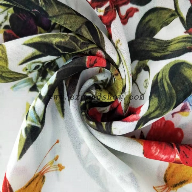 Fancy printed women dresses fabric polyester chiffon digital fabric