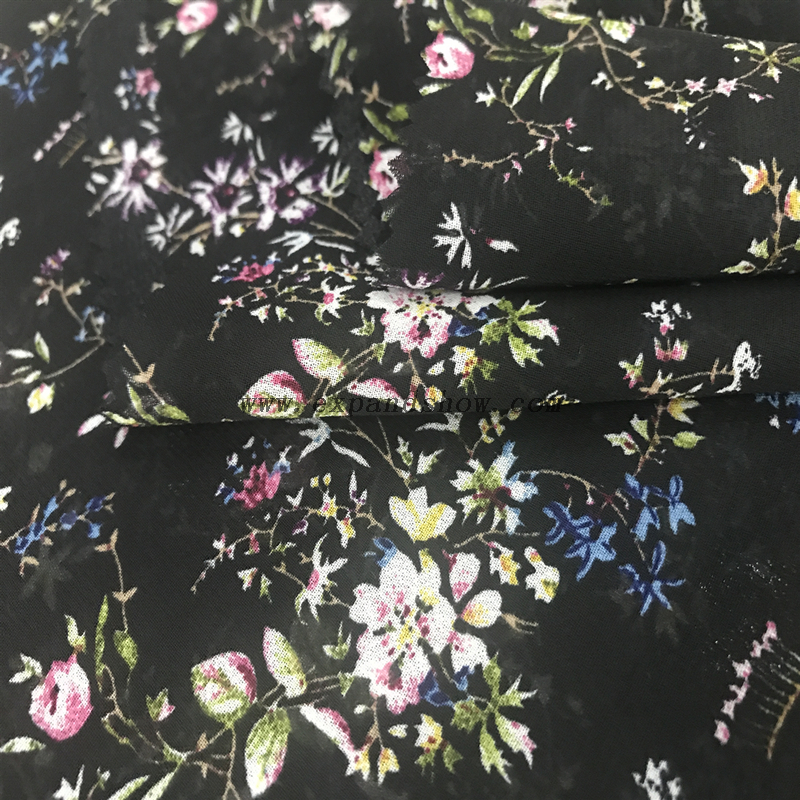Hot sale 100% polyester chiffon printed fabric for fashion clothing of brand