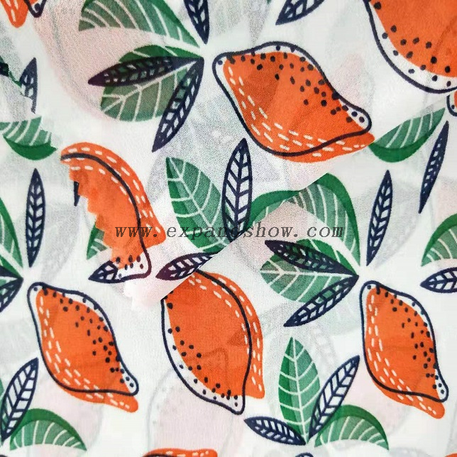 Fancy printed women dresses fabric polyester chiffon fabric 