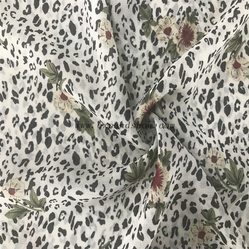 New style 100% polyester printed plain floral chiffon fabric