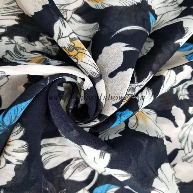 Fancy women dresses fabric polyester high quality chiffon crinkle stripe dyed 