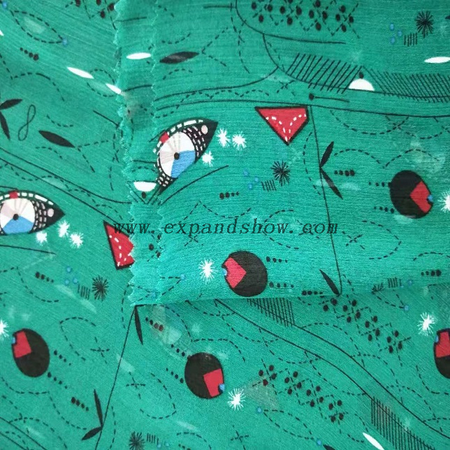 Fancy printed women dresses fabric polyester chiffon crinkle fabric 