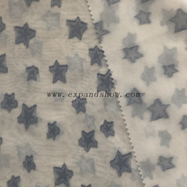 Fancy women dresses fabric polyester chiffon cationic jacquard dyed 