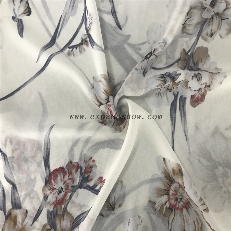 High quality pleated printed chiffon fabric for dress