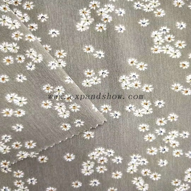 Fancy women dresses fabric polyester tissue faille crepe spandex printed 