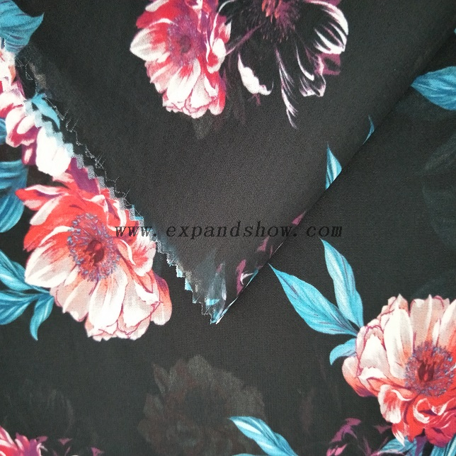 Fancy printed women dresses fabric polyester chiffon digital fabric