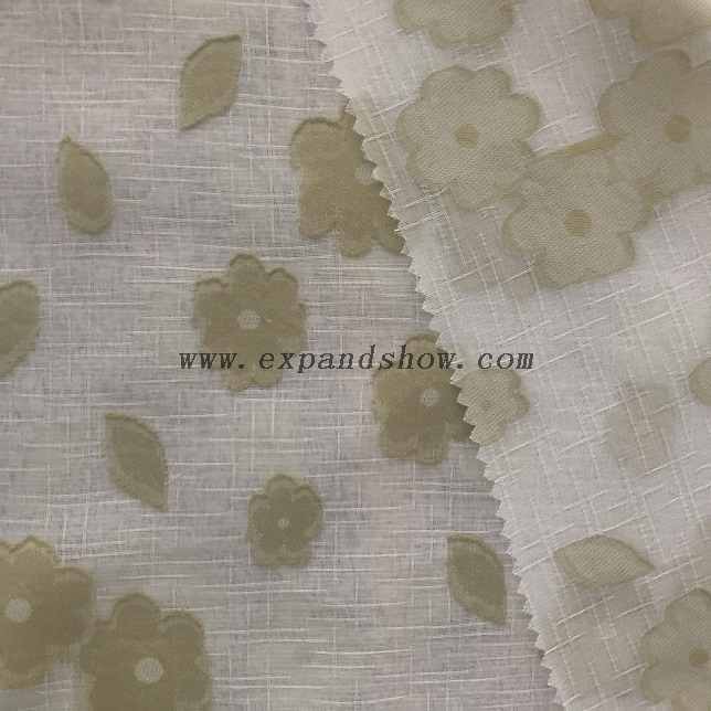Fancy women dresses fabric polyester chiffon slub catioic jacquard dyed 