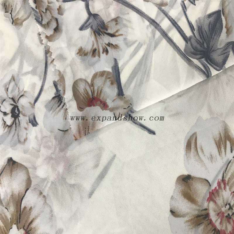 High quality pleated printed chiffon fabric for dress