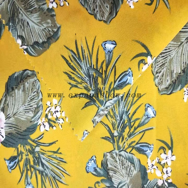 Fancy women dresses fabric polyester tissue faille crepe printed