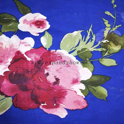 Fancy printed women dresses fabric polyester rose print chiffon fabric 