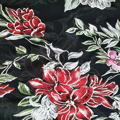 Fancy printed women dresses fabric polyester chiffon puff fabric