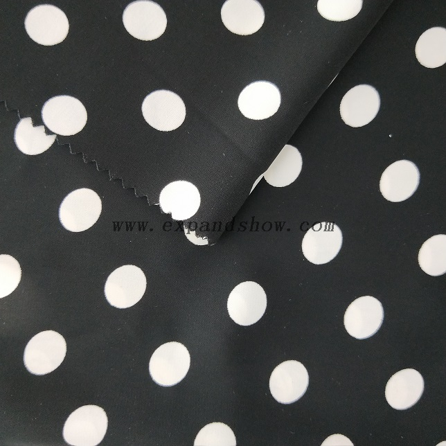 fancy women dresses fabric polyester polka printed 
