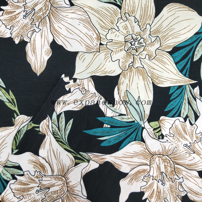 Fancy women dresses fabric polyester tissue faille spandex printed