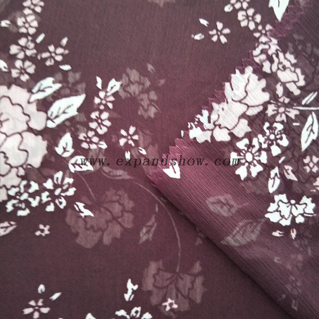 Fancy women dresses fabric polyester chiffon crinkle fabric printed