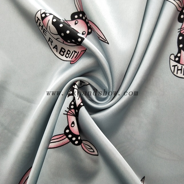 Fancy women dresses fabric polyester high quality satin spandex printed 
