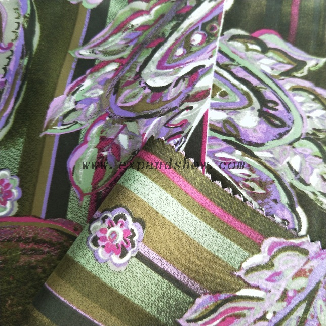 Fancy women dresses fabric polyester high quality satin spandex printed 