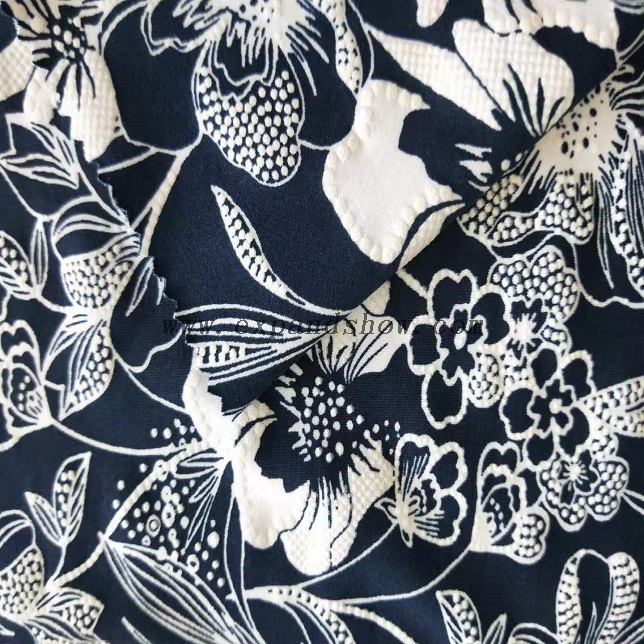Fancy women dresses fabric polyester DTY puff printed 