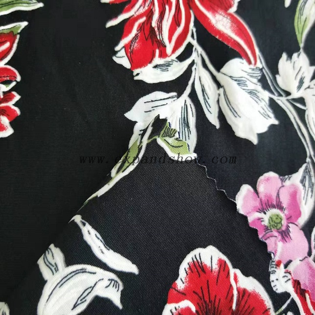 Fancy women dresses fabric polyester dty puff printed