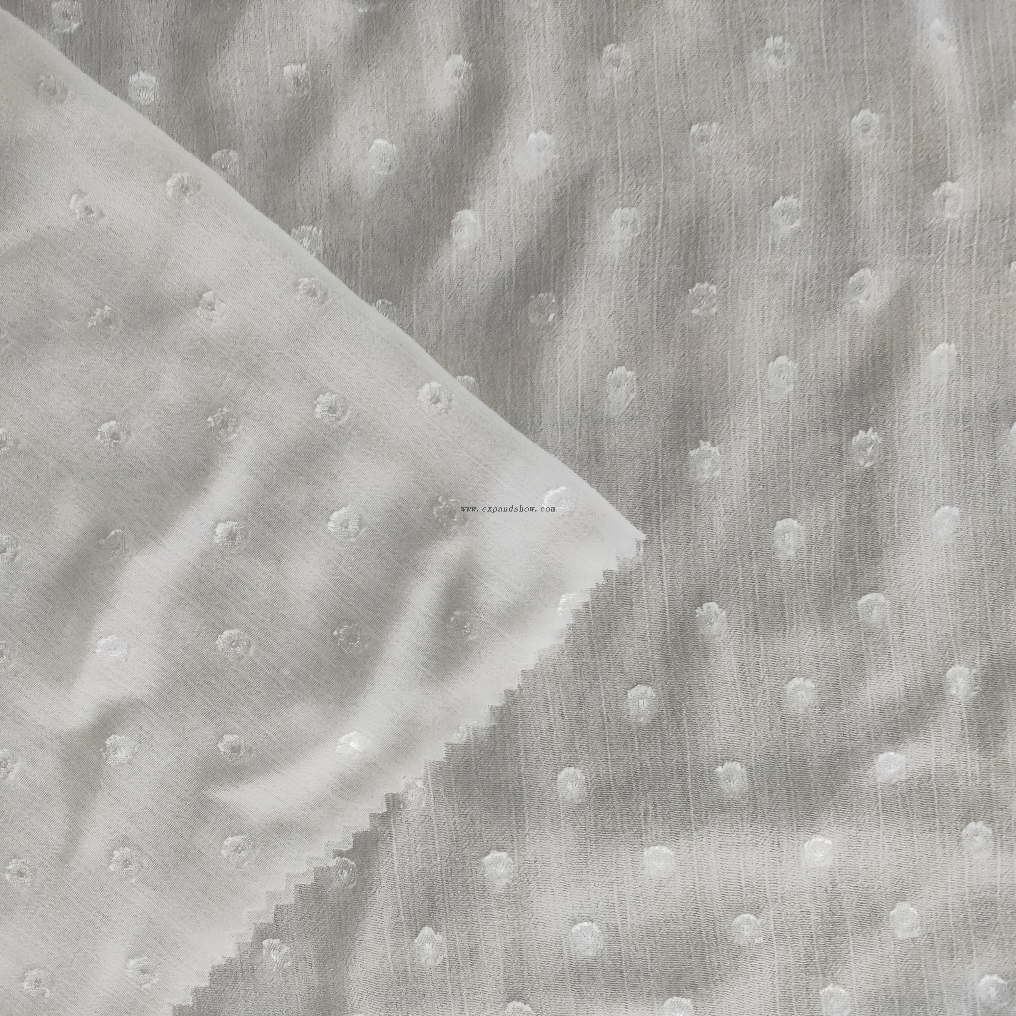 Fancy women dresses fabric polyester chiffon crinkle jacquard dyed 