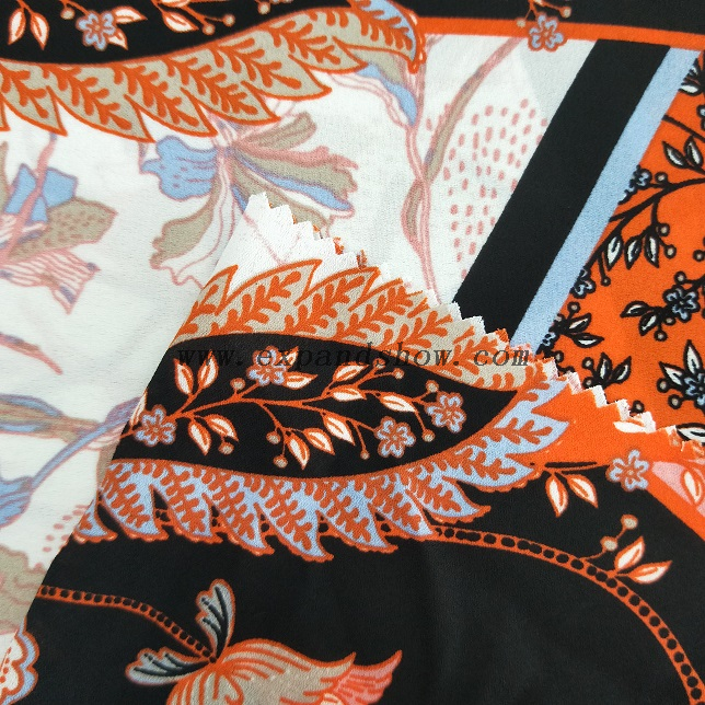 Fancy women dresses fabric polyester high quality soft moss crepe dobby georgette printed 