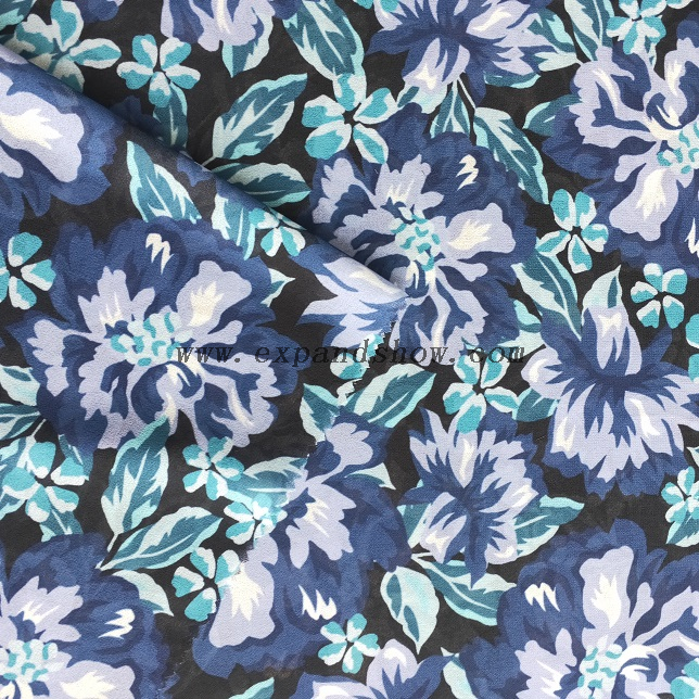 Fancy printed women dresses fabric polyester 50D chiffon pearl digital fabric 