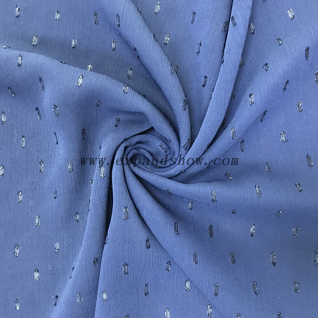 Fancy women dresses fabric polyester chiffon lurex jacquard dyed 