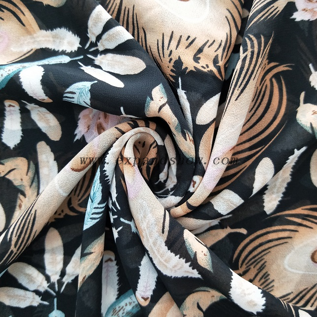 Fancy printed women dresses fabric polyester 75D chiffon fabric 