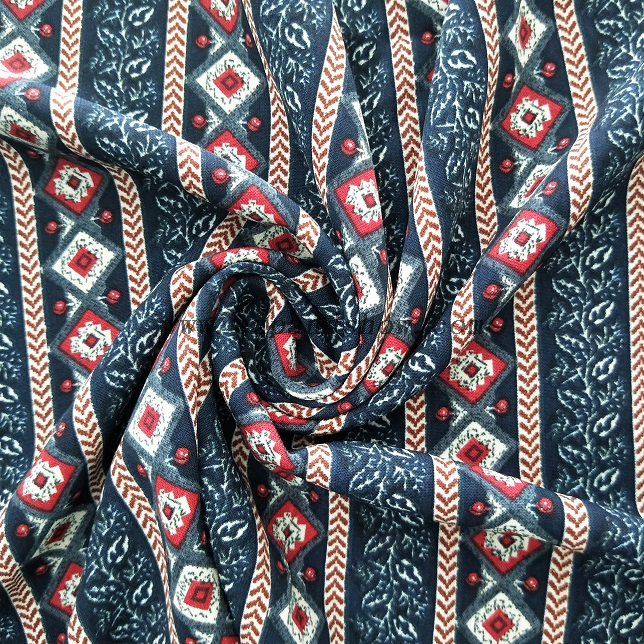 Fancy women dresses fabric polyester high quality wool peach printed