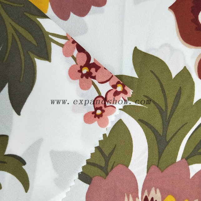 Fancy women dresses fabric polyester high quality soft moss crepe dobby georgette printed 