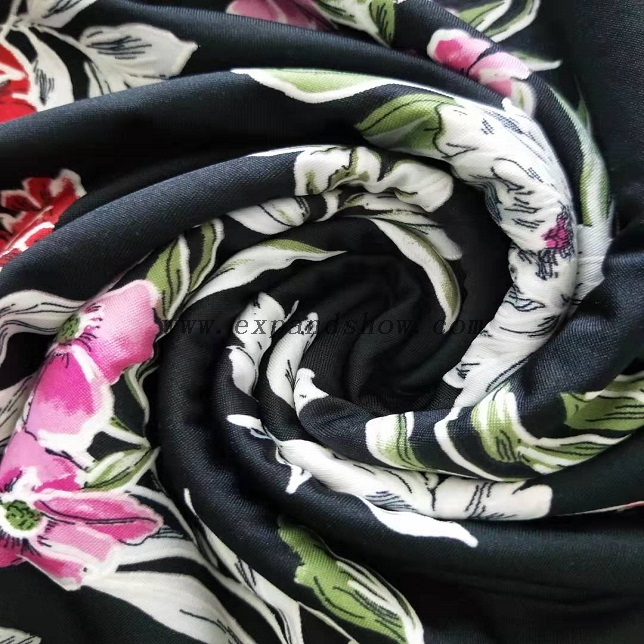 Fancy women dresses fabric polyester dty puff printed