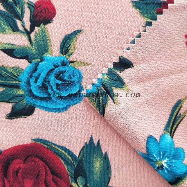 fancy women dresses fabric polyester high quality bubble chiffon printed