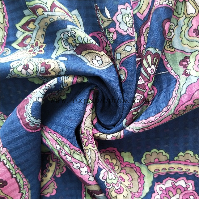 Fancy women dresses fabric polyester chiffon check printed 