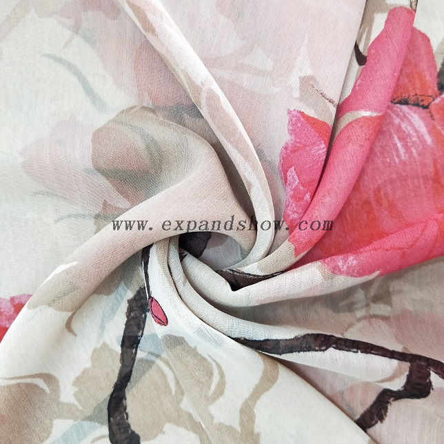 Fancy printed women dresses fabric polyester chiffon crinkle fabric 