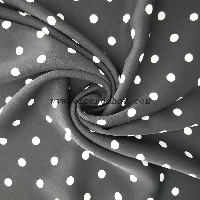fancy women dresses fabric polyester polka printed 