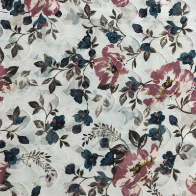Fancy women dresses fabric polyester chiffon jacquard printed 