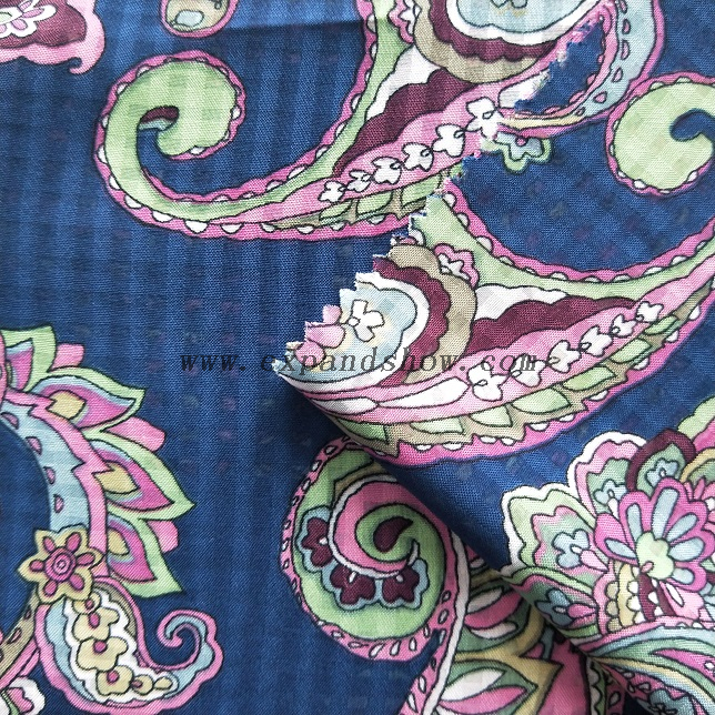 Fancy women dresses fabric polyester chiffon check printed 