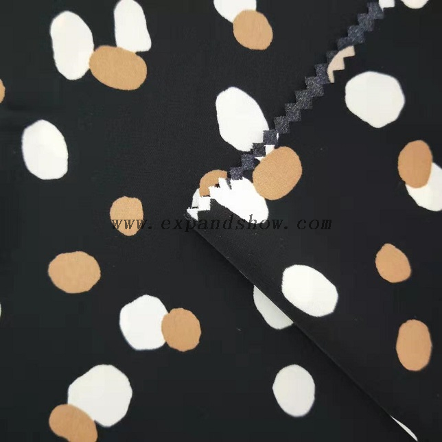 fancy women dresses fabric polyester polka printed 