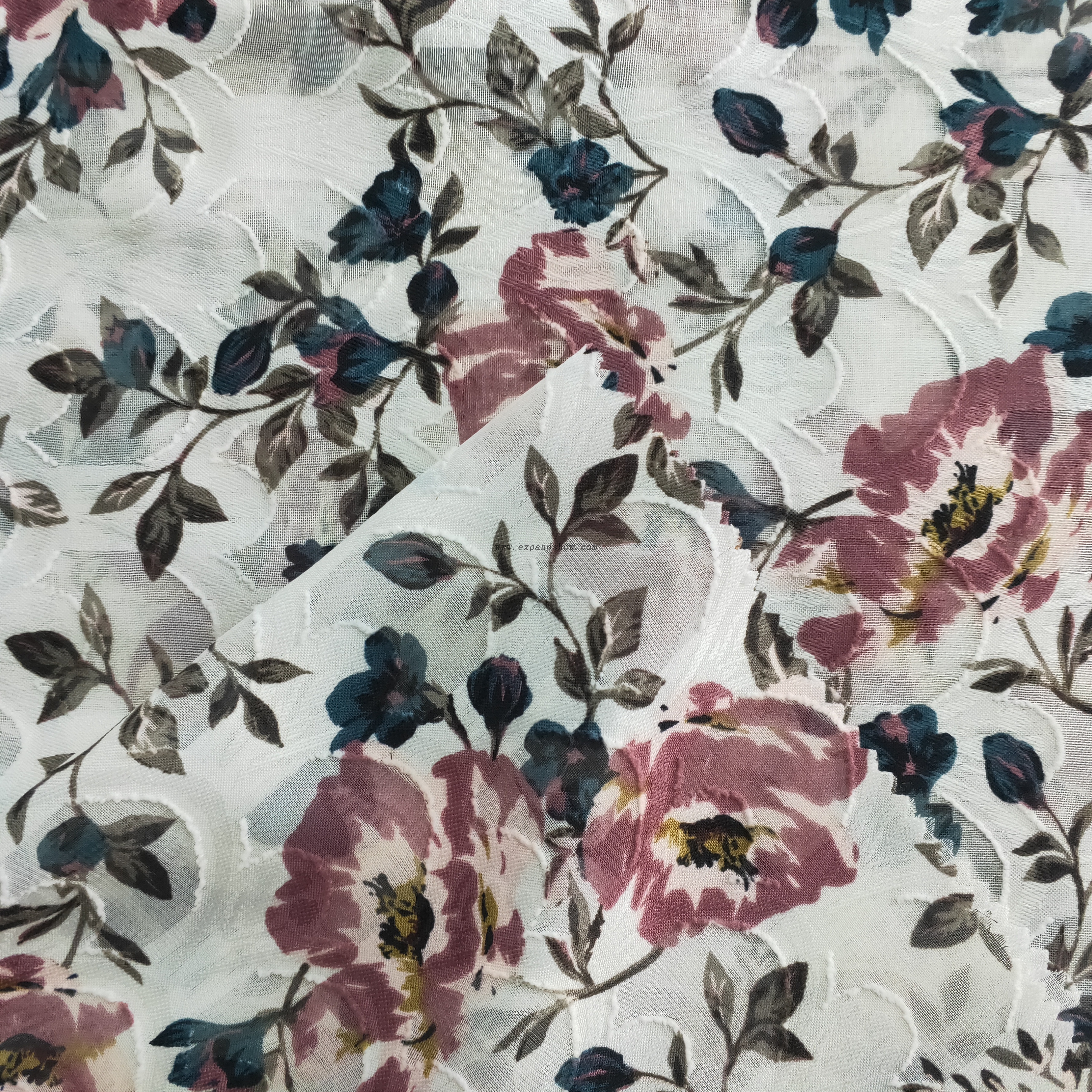 Fancy women dresses fabric polyester chiffon jacquard printed 
