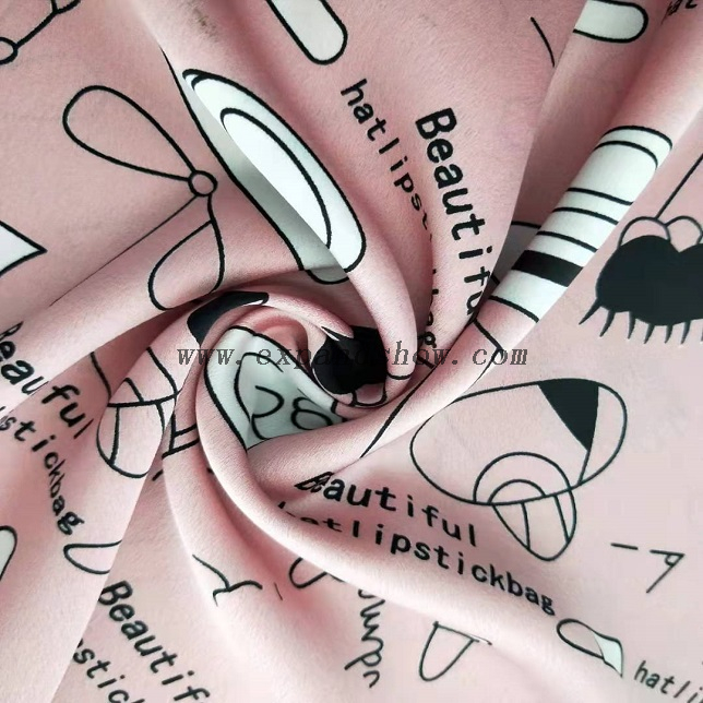 Fancy women dresses fabric polyester satin crepe printed 