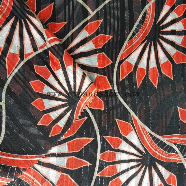 Fancy women dresses fabric polyester chiffon D&L printed fabric 