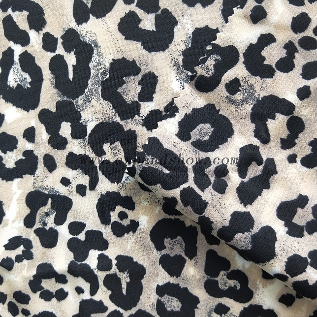 fancy women dresses fabric polyester double layer four way printed 