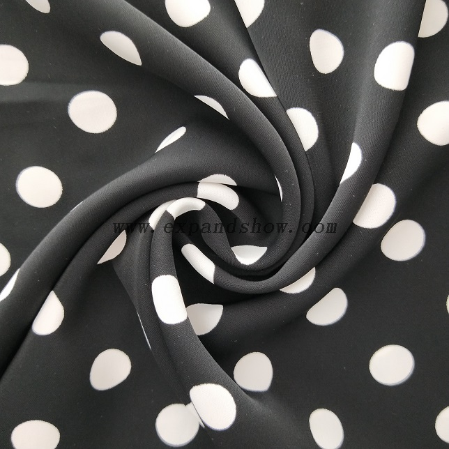 fancy women dresses fabric polyester polka printed 