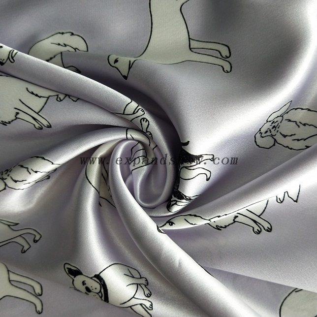 Fancy women dresses fabric polyester high quality satin spandex printed